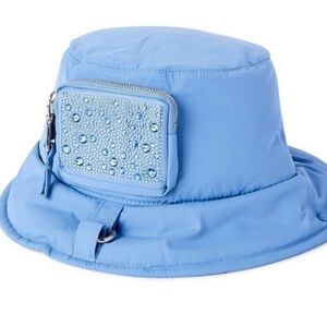 Madden NYC Blue Puffer Rhinestone Pocket Hat